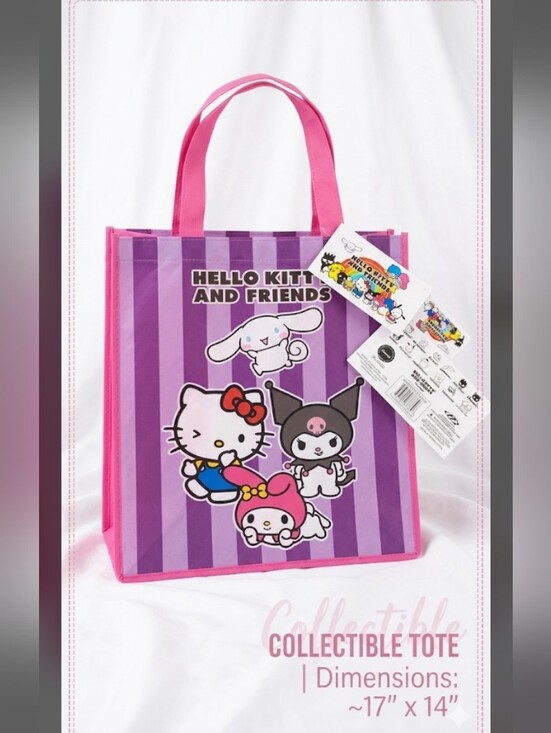Hello Kitty Handbags - NWT Sanrio Collectible Hello Kitty and Friends Pink Purple Striped Tote
